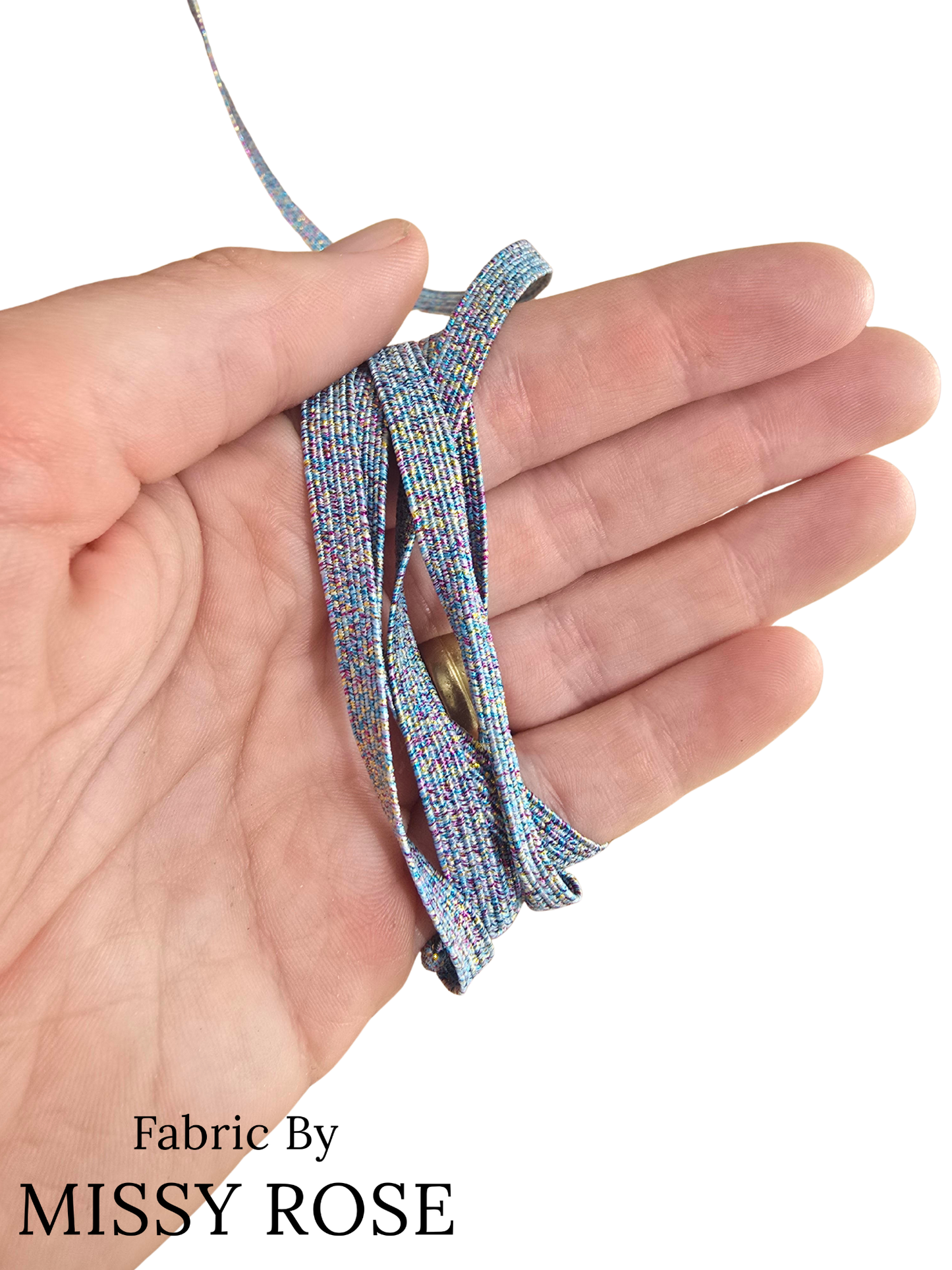 6mm Braided Glitter Elastic - Rainbow