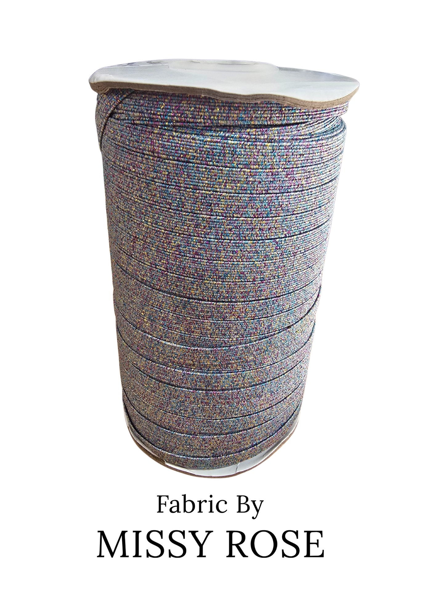 6mm Braided Glitter Elastic - Rainbow