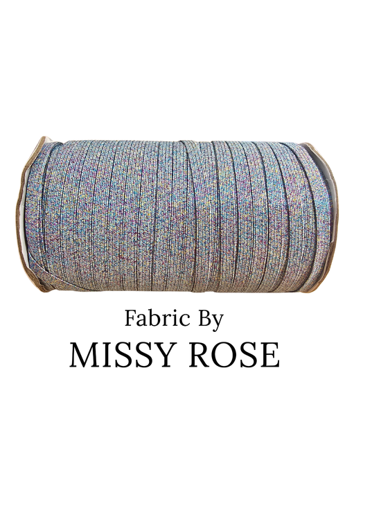 6mm Braided Glitter Elastic - Rainbow