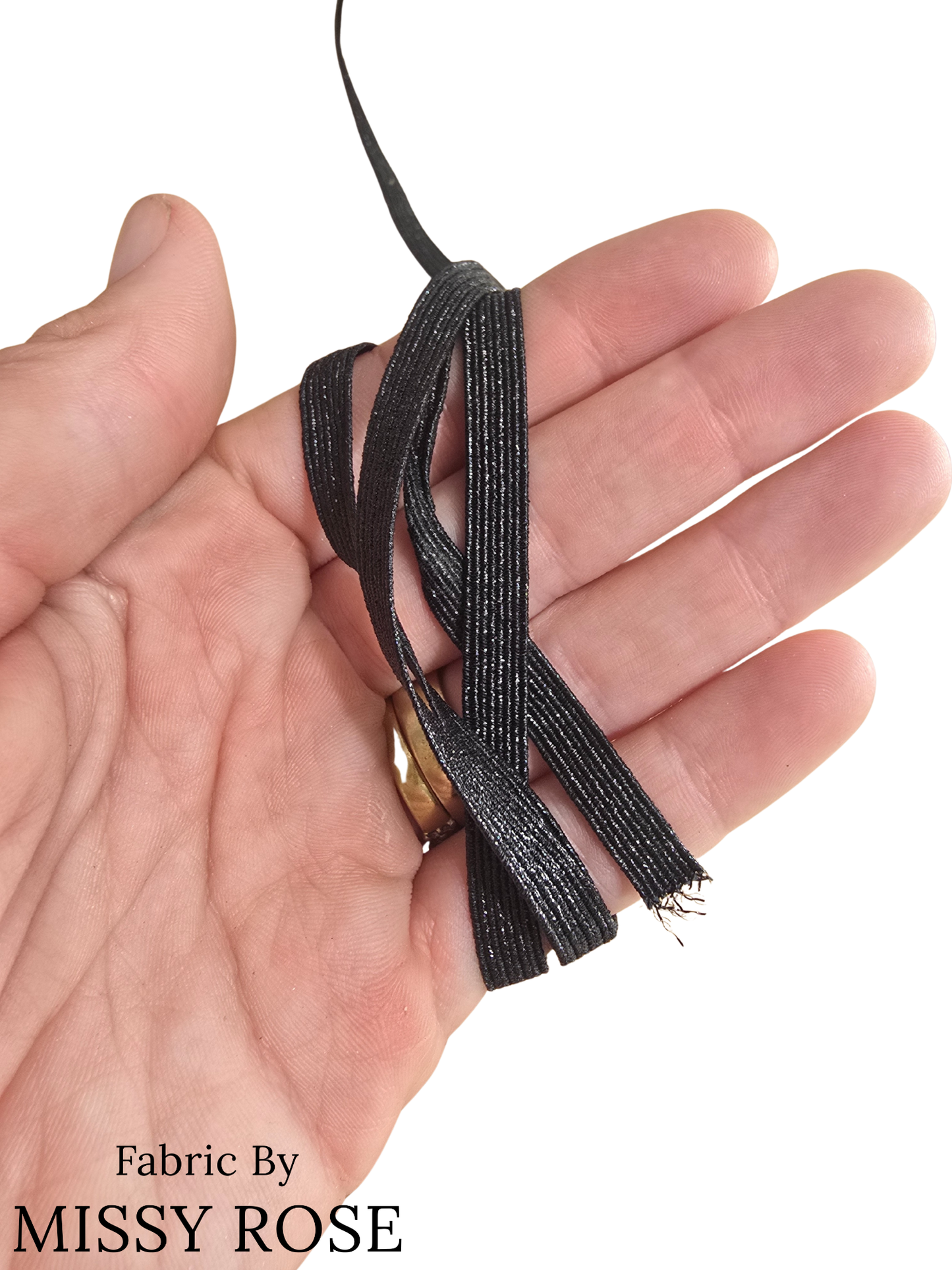 6mm Braided Glitter Elastic - Black Glitter