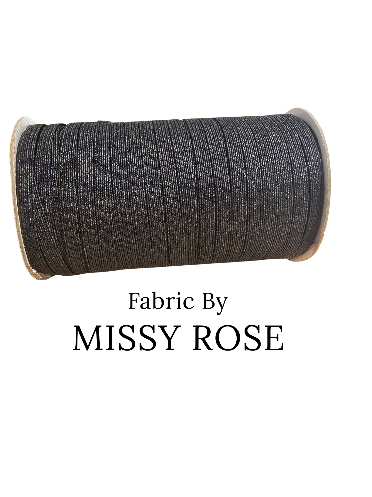 6mm Braided Glitter Elastic - Black Glitter