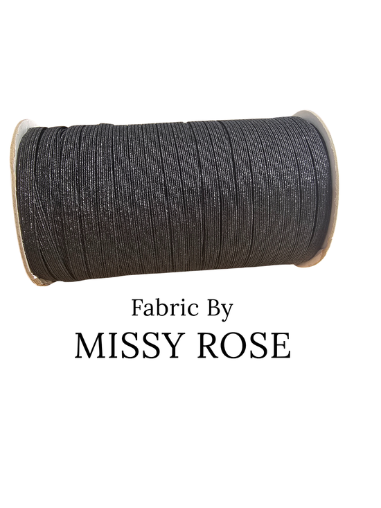 6mm Braided Glitter Elastic - Black Glitter