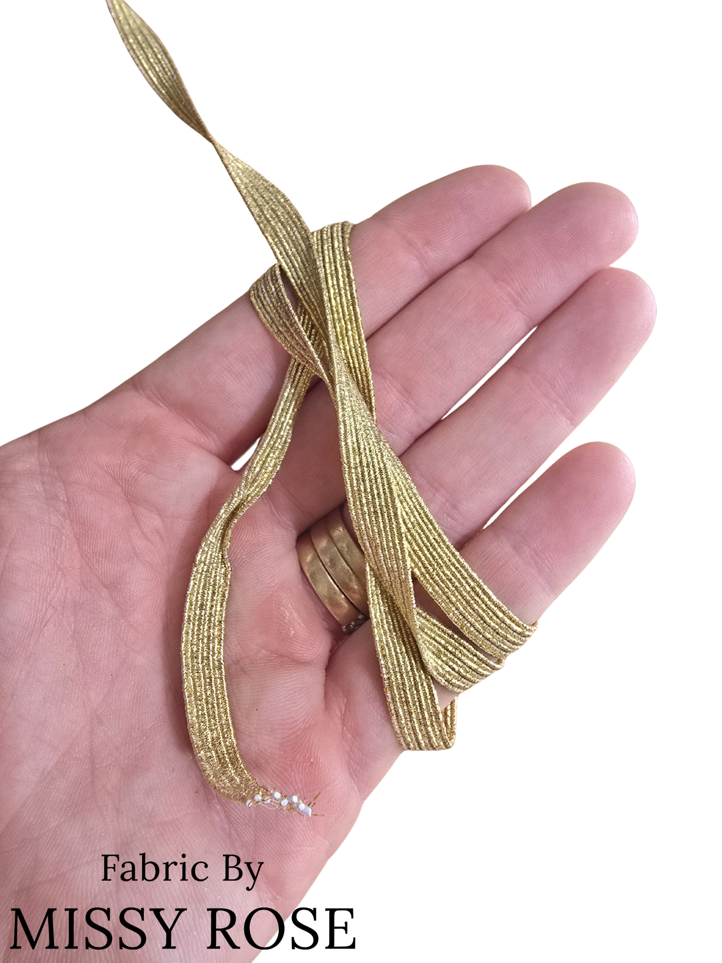 6mm Braided Glitter Elastic - Gold