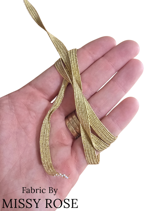6mm Braided Glitter Elastic - Gold