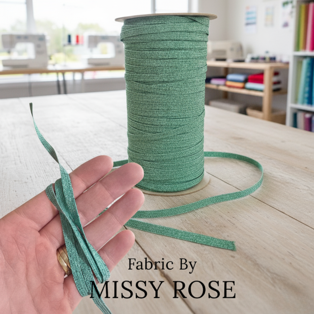 6mm Braided Glitter Elastic - Green