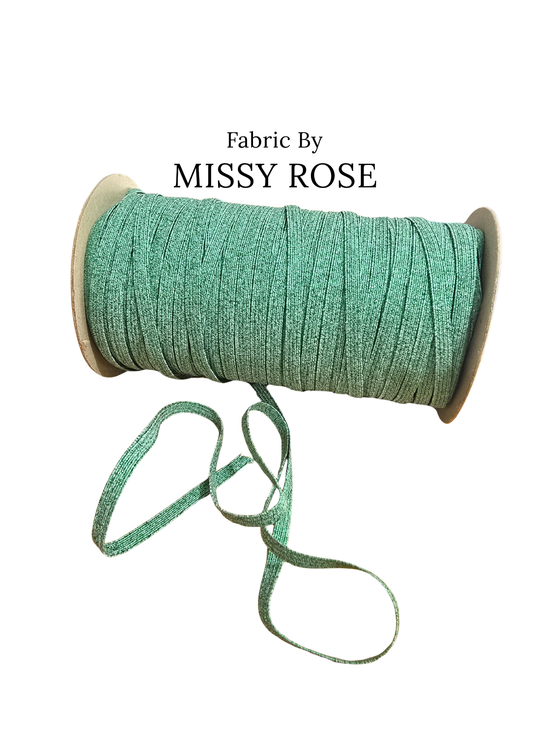 6mm Braided Glitter Elastic - Green