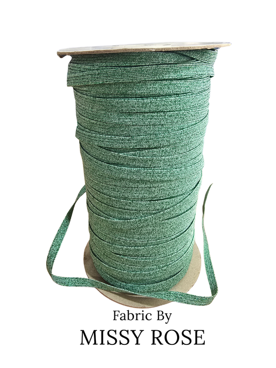 6mm Braided Glitter Elastic - Green