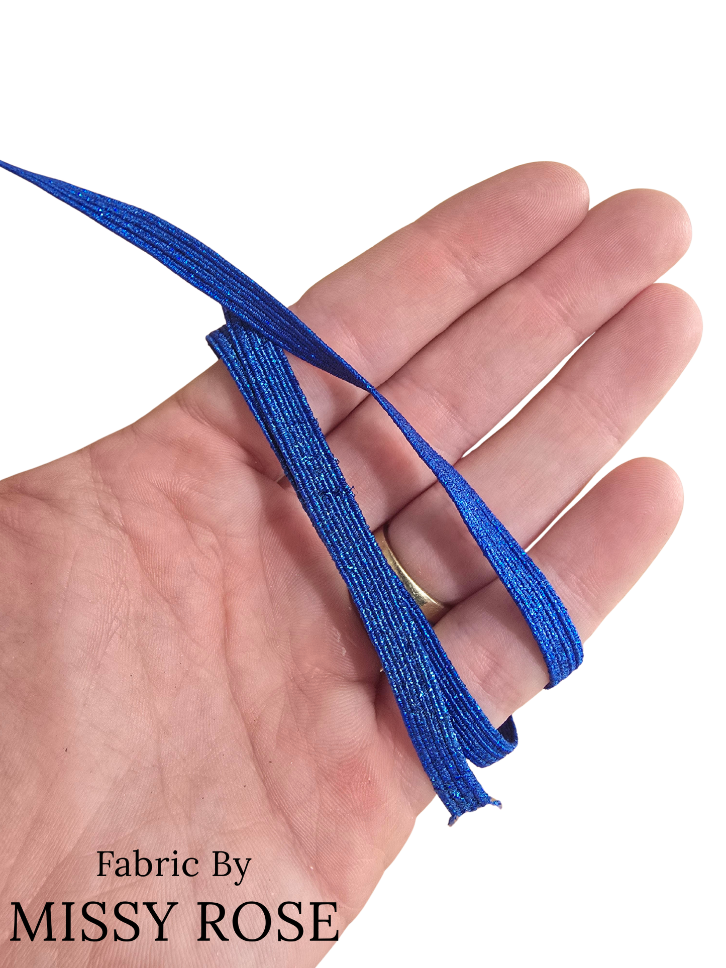 6mm Braided Glitter Elastic - Blue Glitter