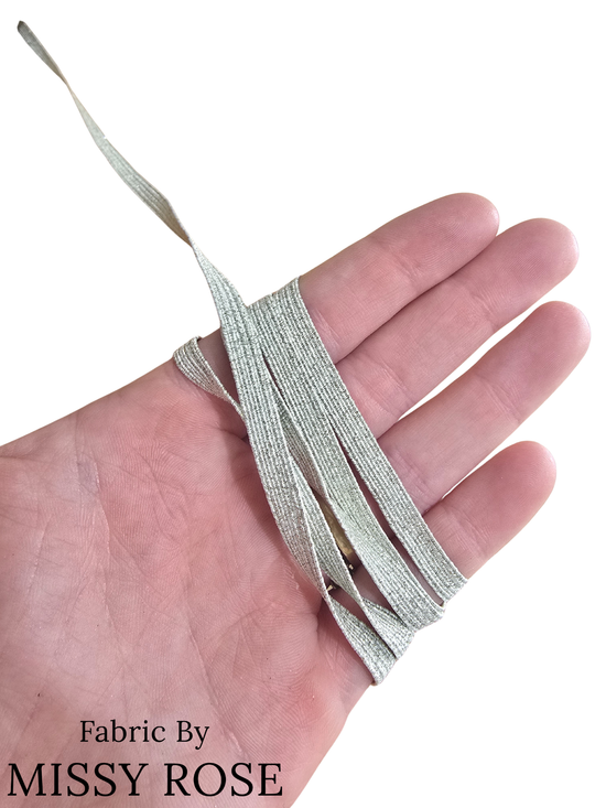 6mm Braided Glitter Elastic - Silver Glitter