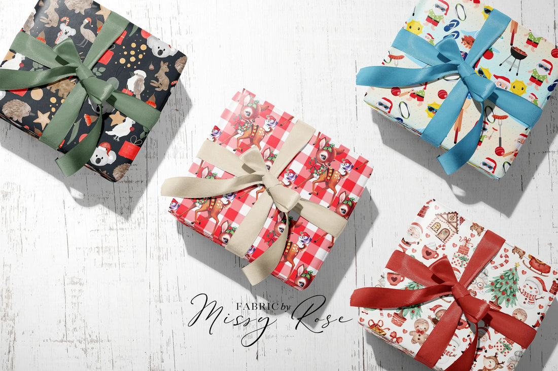 Christmas Wrapping Paper x 4 pack fabric – Australian custom printed fabric pre-order | Fabric by Missy Rose