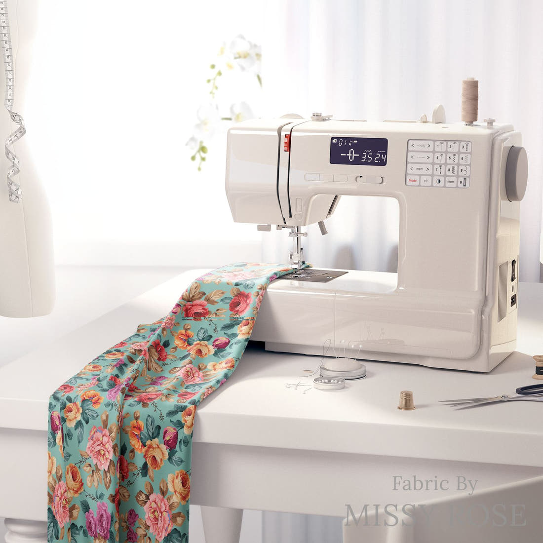 Countdown Collection 251 on a sewing machine - premium fabric for sewing projects | Fabric by Missy Rose