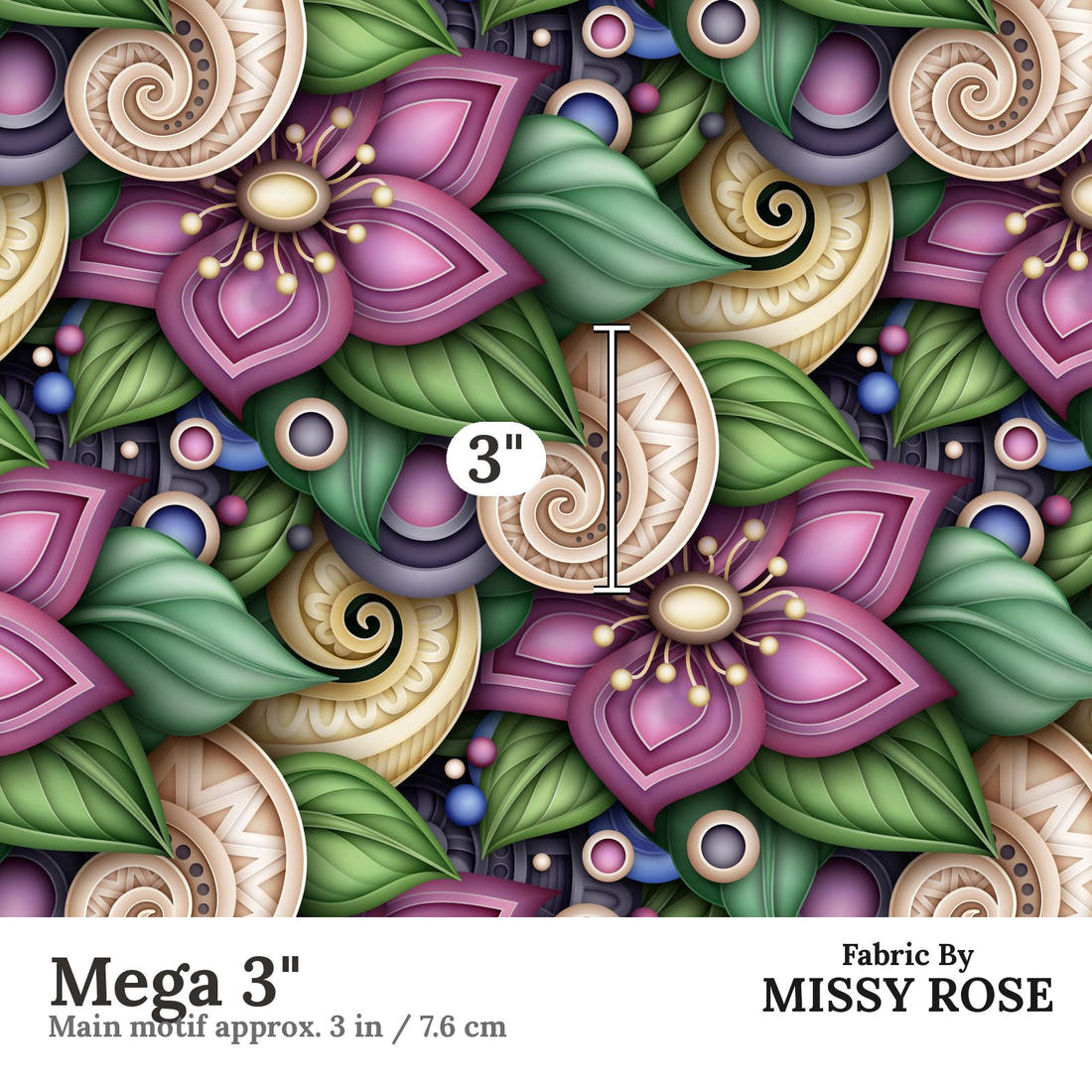 Countdown Collection 252 Mega 3 inch print scale guide | Fabric by Missy Rose