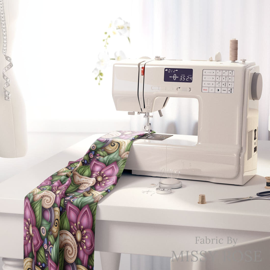 Countdown Collection 252 on a sewing machine - premium fabric for sewing projects | Fabric by Missy Rose