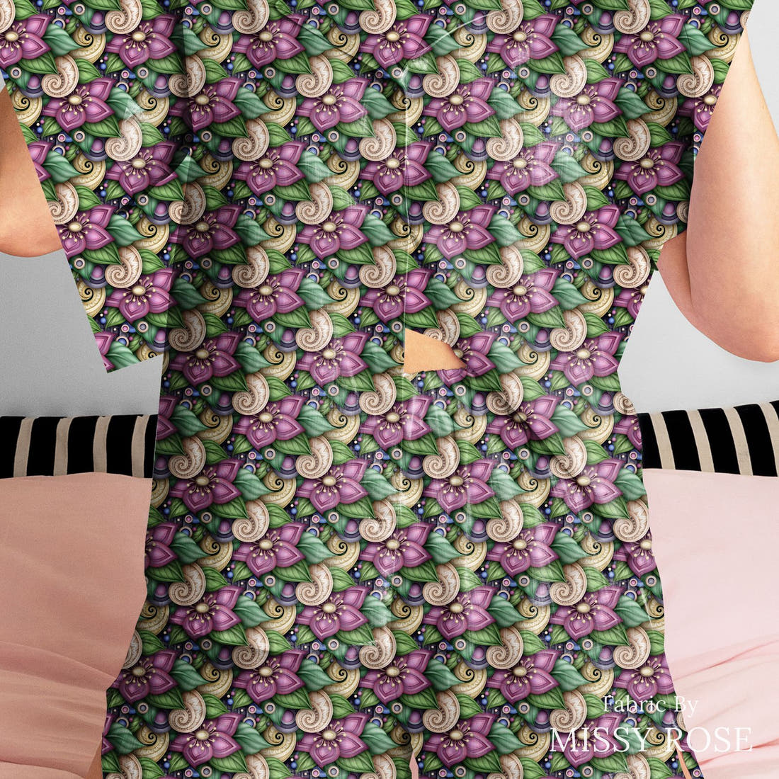 Countdown Collection 252 sewn into a women's pyjama set - see how the print looks made up | Fabric by Missy Rose