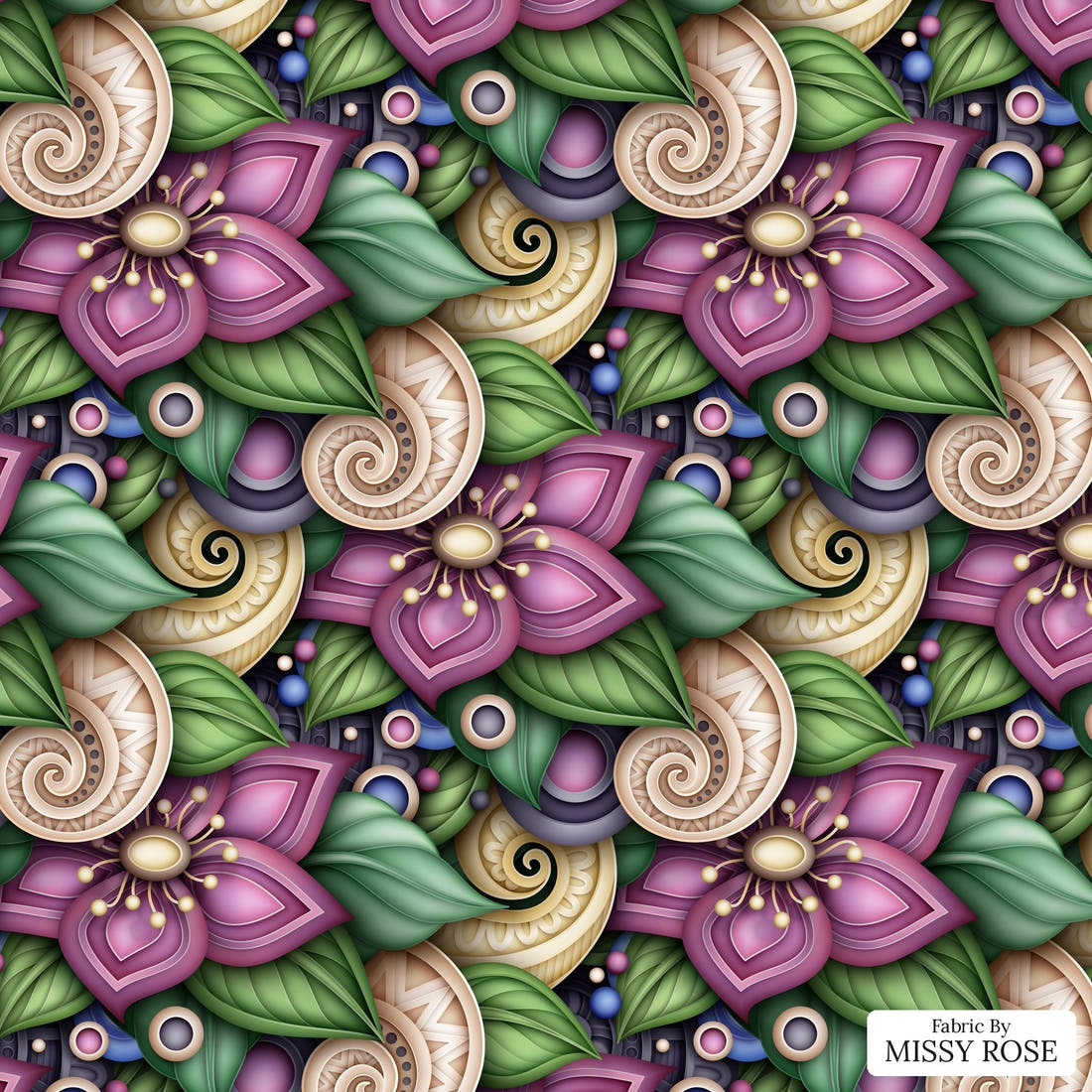 Countdown Collection 252 - flat view of the print, zoom in for detail | Fabric by Missy Rose