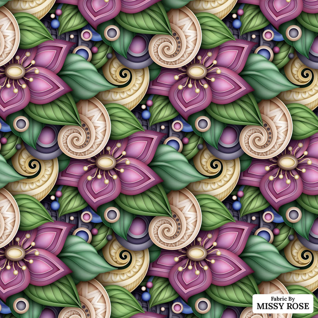 Countdown Collection 252 - flat view of the print, zoom in for detail | Fabric by Missy Rose