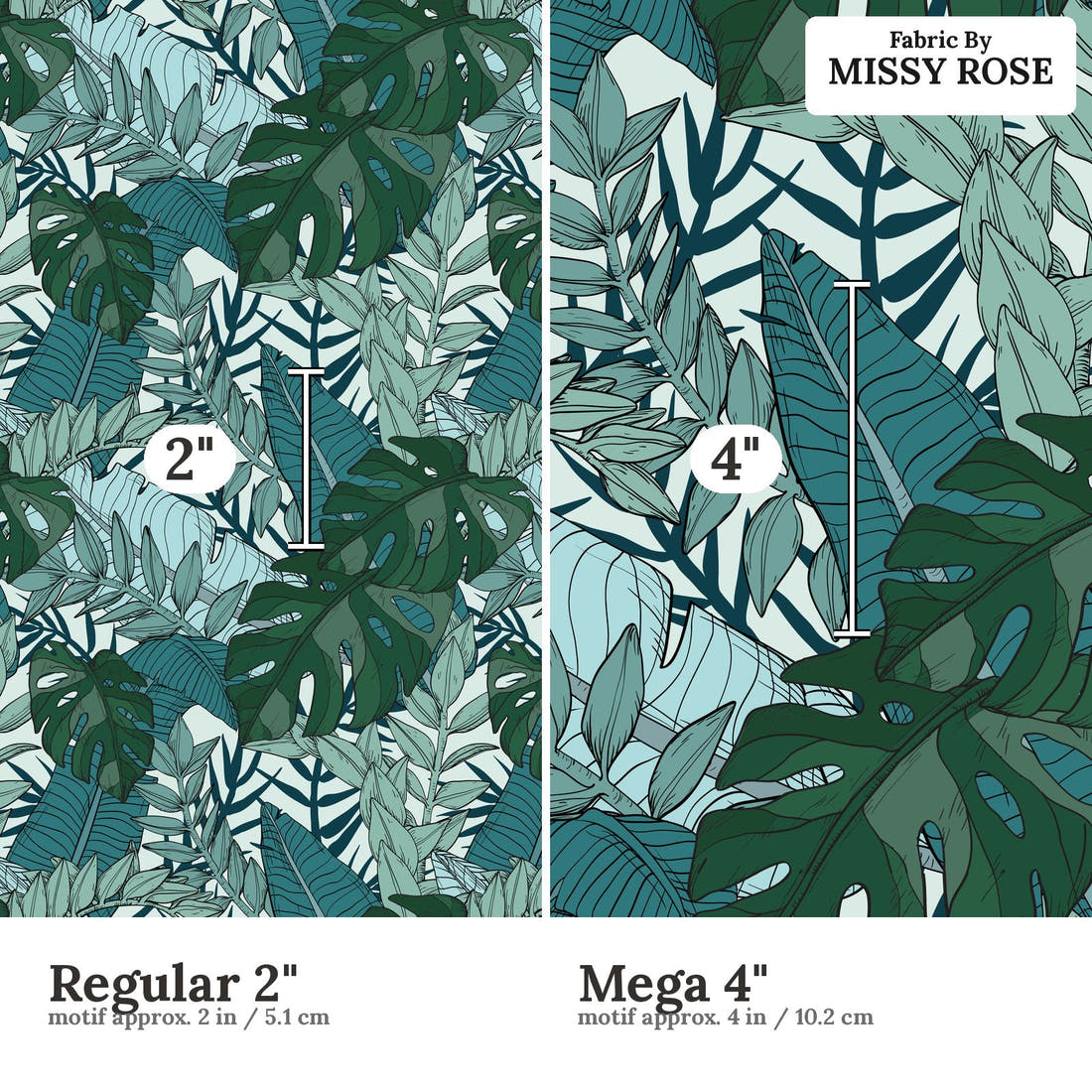 Countdown Collection 253 Regular 2 inch vs Mega 4 inch print scale side by side | Fabric by Missy Rose