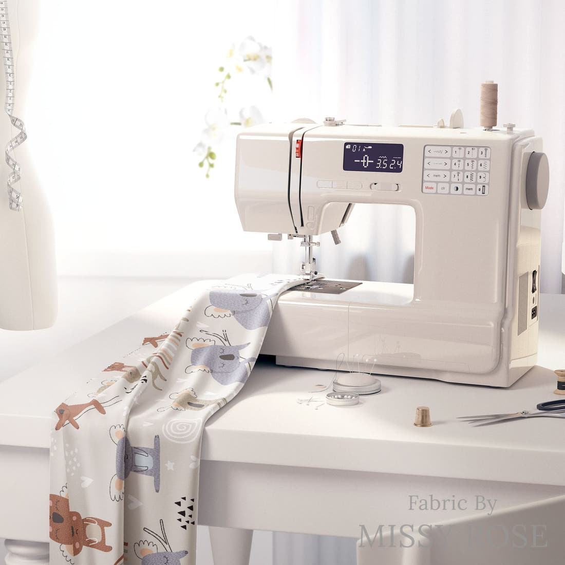 Countdown Collection 254 on a sewing machine - premium fabric for sewing projects | Fabric by Missy Rose