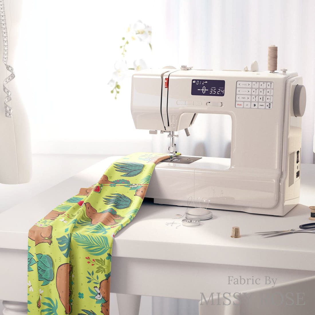 Countdown Collection 255 on a sewing machine - premium fabric for sewing projects | Fabric by Missy Rose