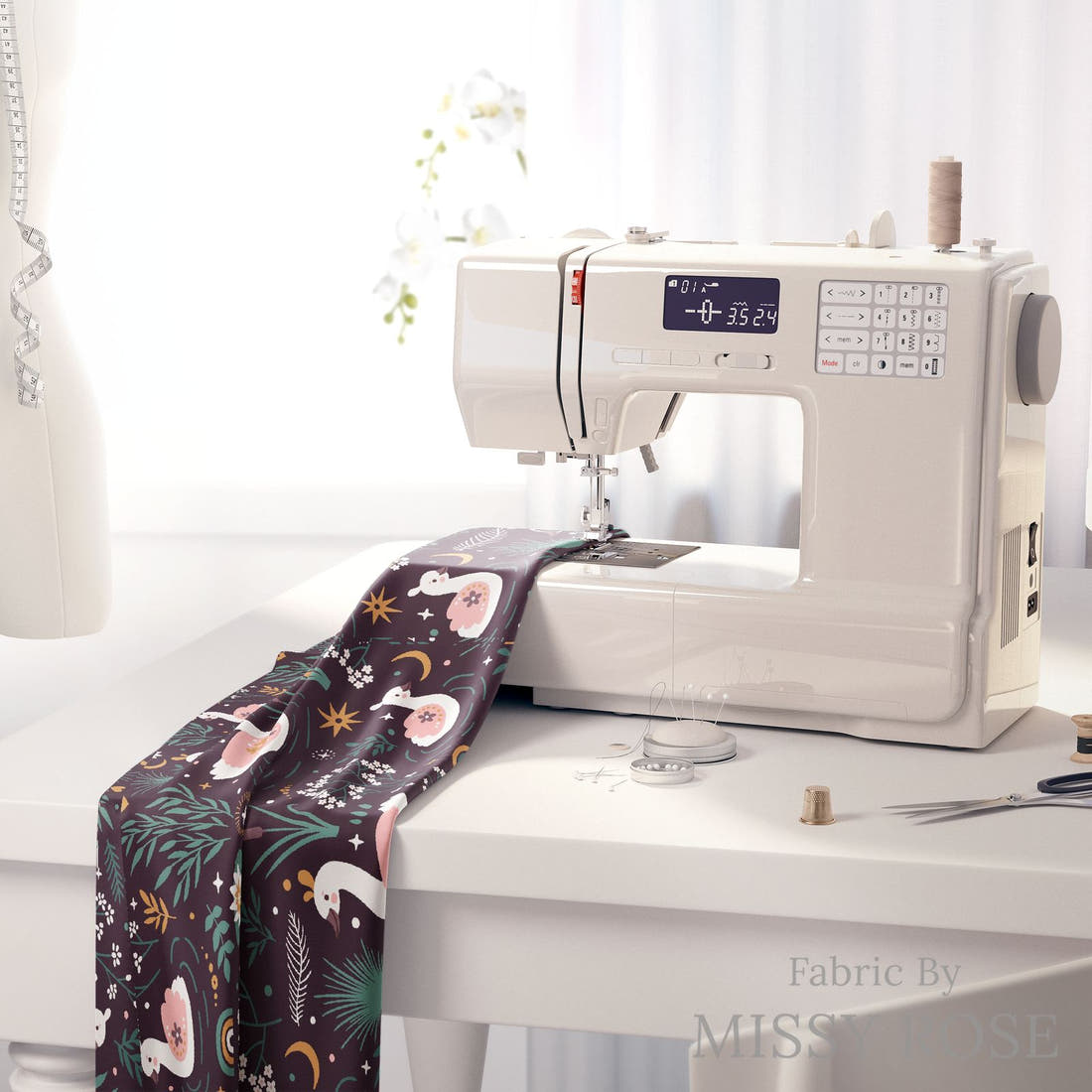 Countdown Collection 256 on a sewing machine - premium fabric for sewing projects | Fabric by Missy Rose