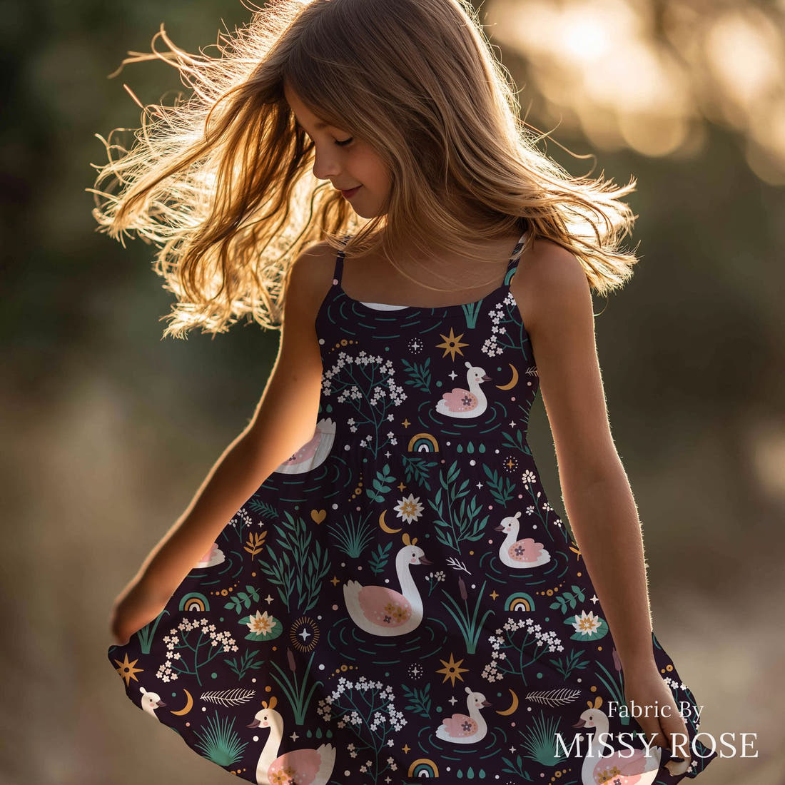 Countdown Collection 256 sewn into a girls' dress - see how the print looks made up | Fabric by Missy Rose