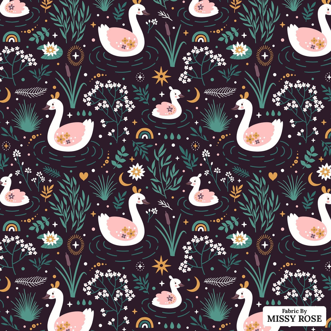 Countdown Collection 256 - flat view of the print, zoom in for detail | Fabric by Missy Rose