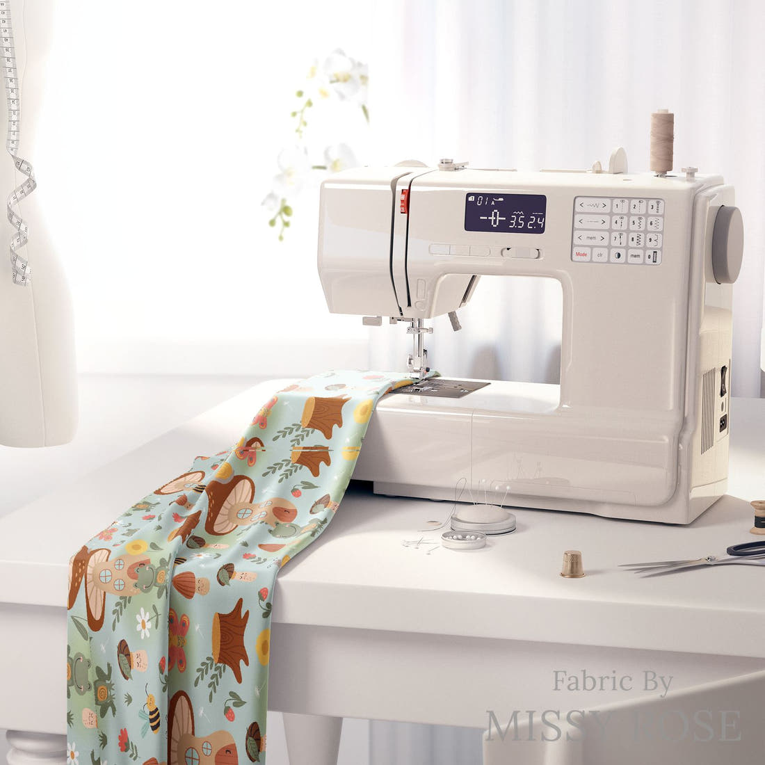 Countdown Collection 257 on a sewing machine - premium fabric for sewing projects | Fabric by Missy Rose