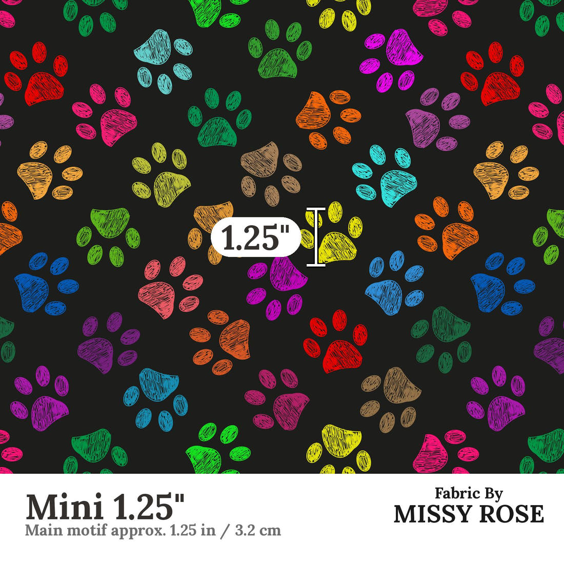 Countdown Collection 258 Mini 1.25 inch print scale guide | Fabric by Missy Rose