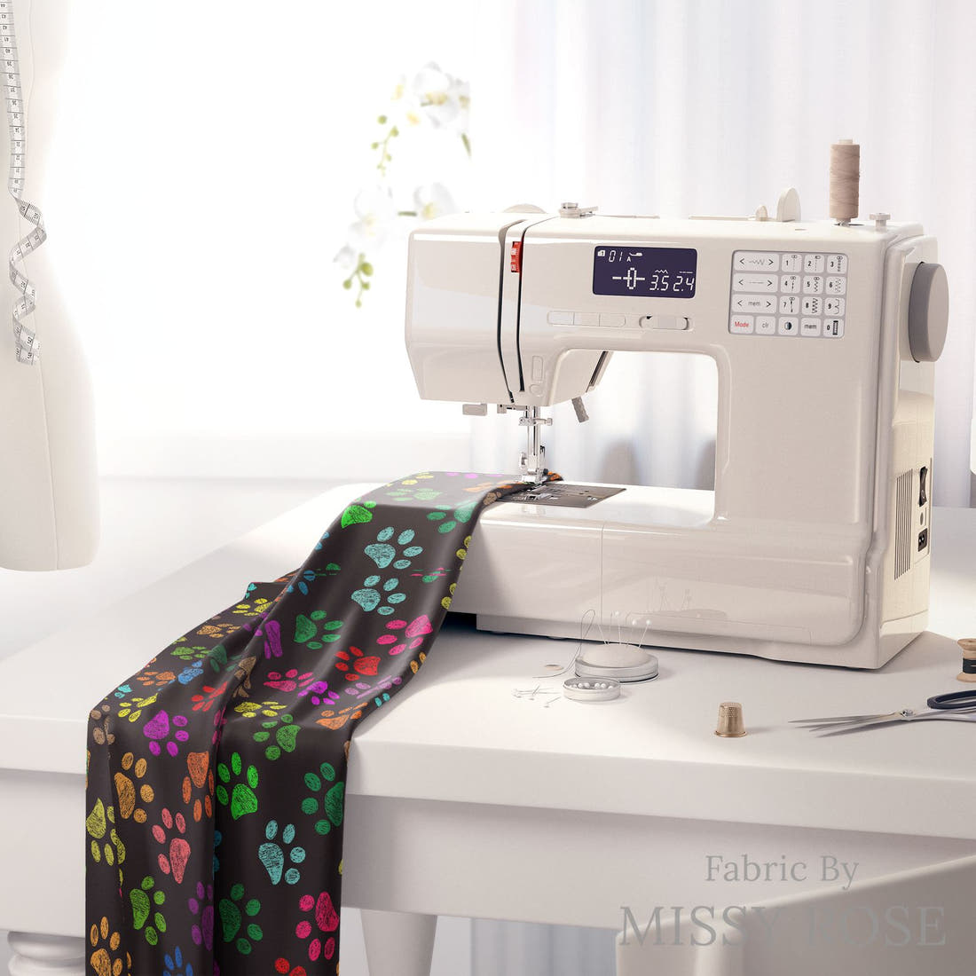 Countdown Collection 258 on a sewing machine - premium fabric for sewing projects | Fabric by Missy Rose