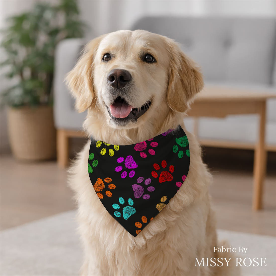 Countdown Collection 258 made up as a dog bandana - see how the print looks made up | Fabric by Missy Rose