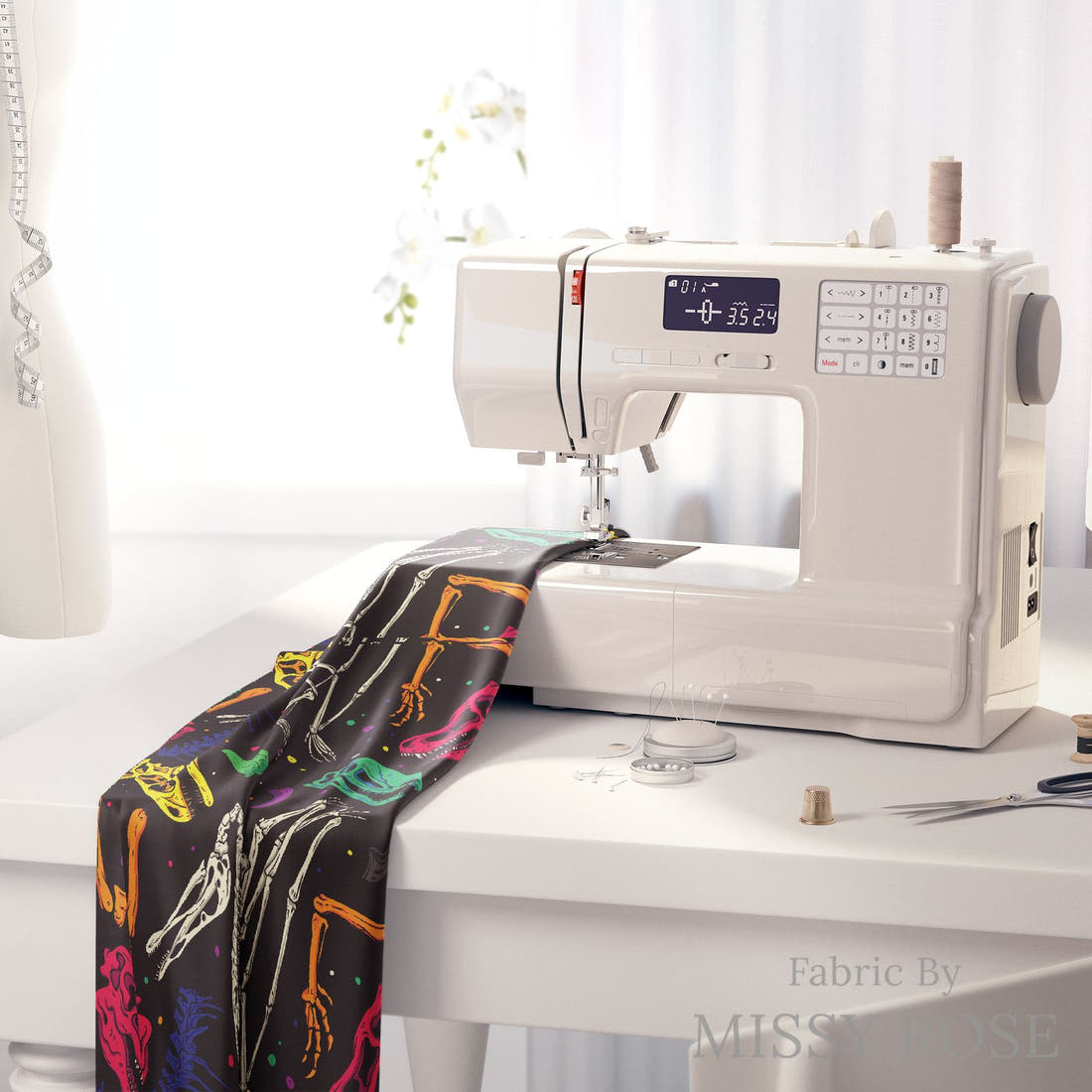 Countdown Collection 259 on a sewing machine - premium fabric for sewing projects | Fabric by Missy Rose