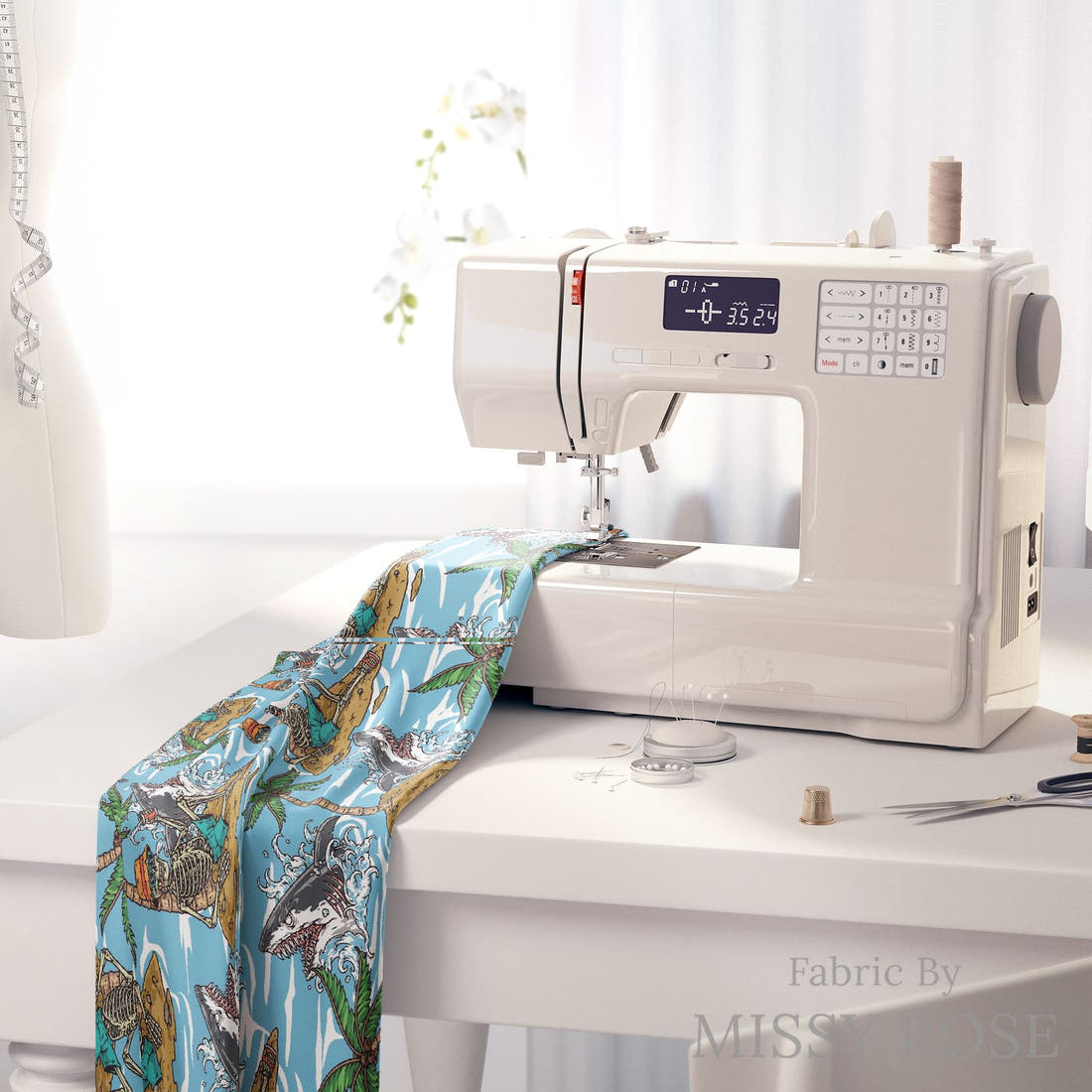 Countdown Collection 260 on a sewing machine - premium fabric for sewing projects | Fabric by Missy Rose