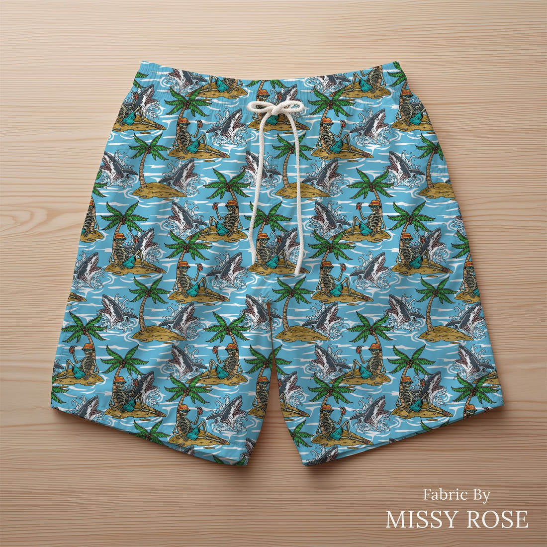 Countdown Collection 260 sewn into swim shorts - see how the print looks made up | Fabric by Missy Rose