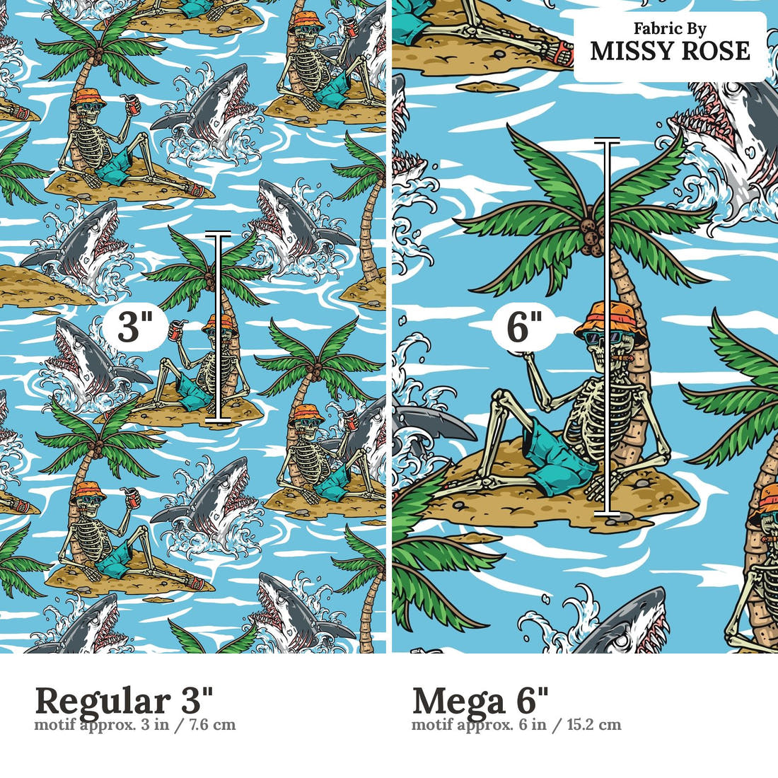 Countdown Collection 260 Regular 3 inch vs Mega 6 inch print scale side by side | Fabric by Missy Rose