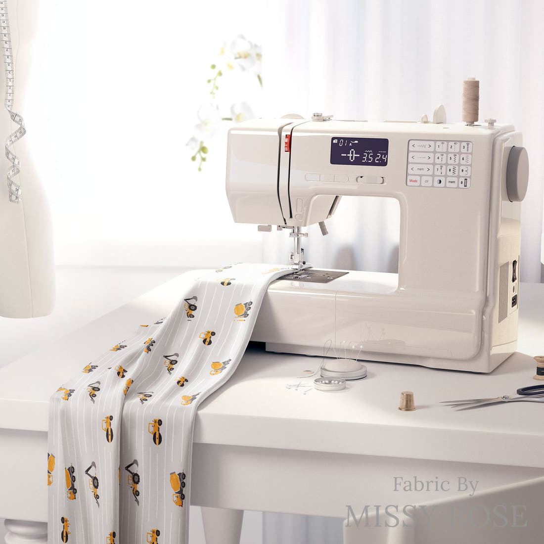 Countdown Collection 261 on a sewing machine - premium fabric for sewing projects | Fabric by Missy Rose