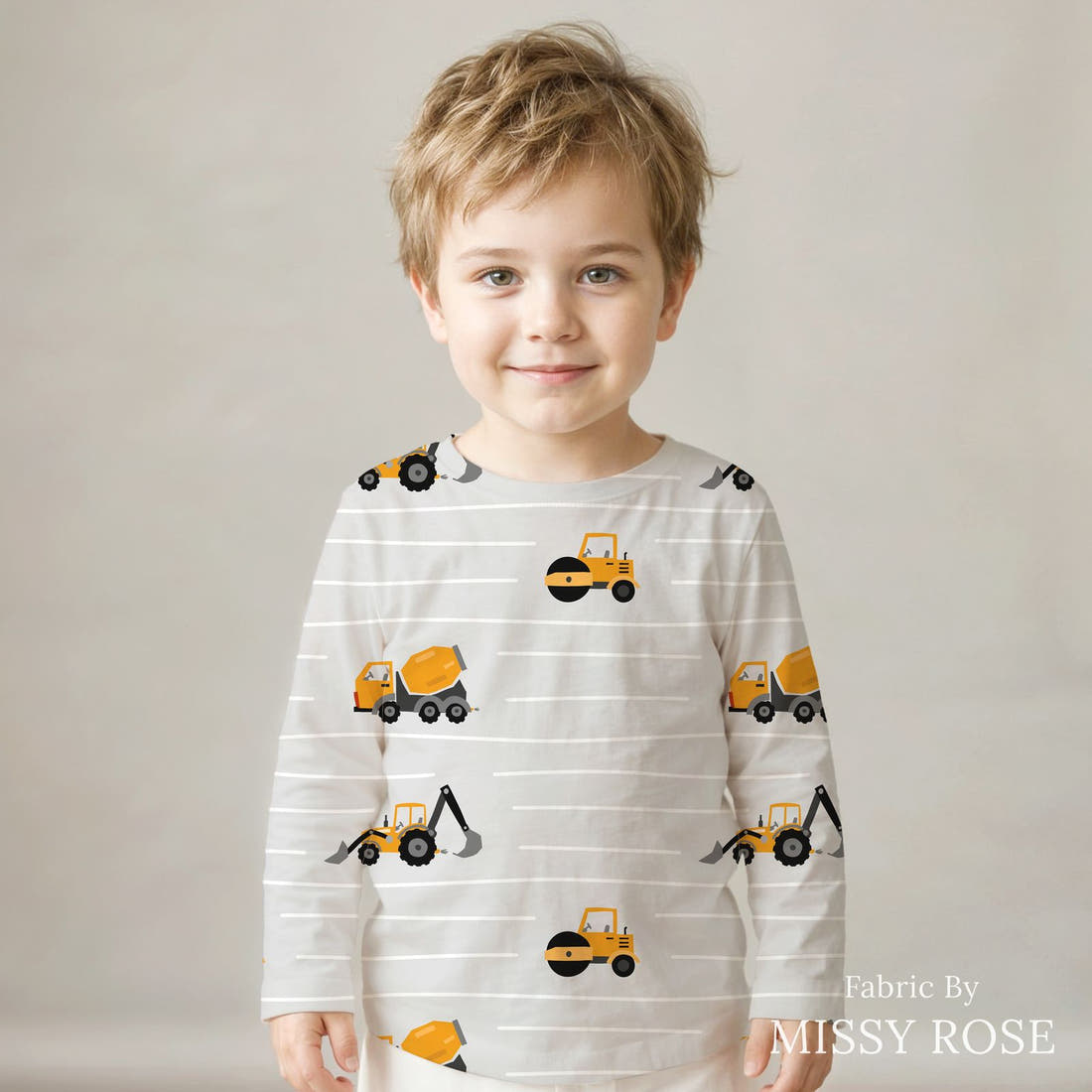 Countdown Collection 261 sewn into a kids' long sleeve top - see how the print looks made up | Fabric by Missy Rose