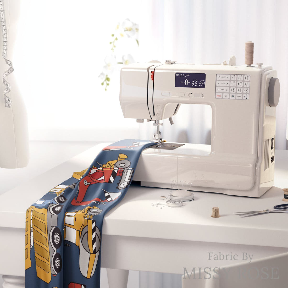 Countdown Collection 262 on a sewing machine - premium fabric for sewing projects | Fabric by Missy Rose