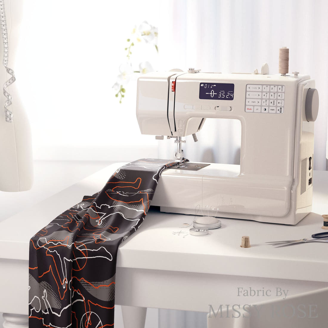 Countdown Collection 263 on a sewing machine - premium fabric for sewing projects | Fabric by Missy Rose