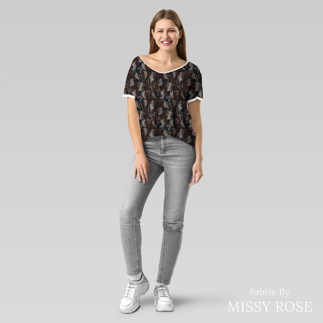 Countdown Collection 263 sewn into an everyday tee - see how the print looks made up | Fabric by Missy Rose