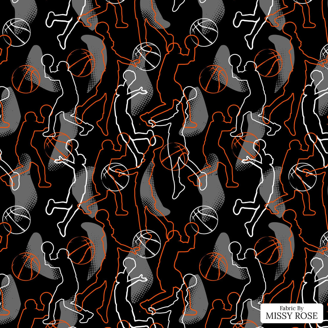 Countdown Collection 263 - flat view of the print, zoom in for detail | Fabric by Missy Rose