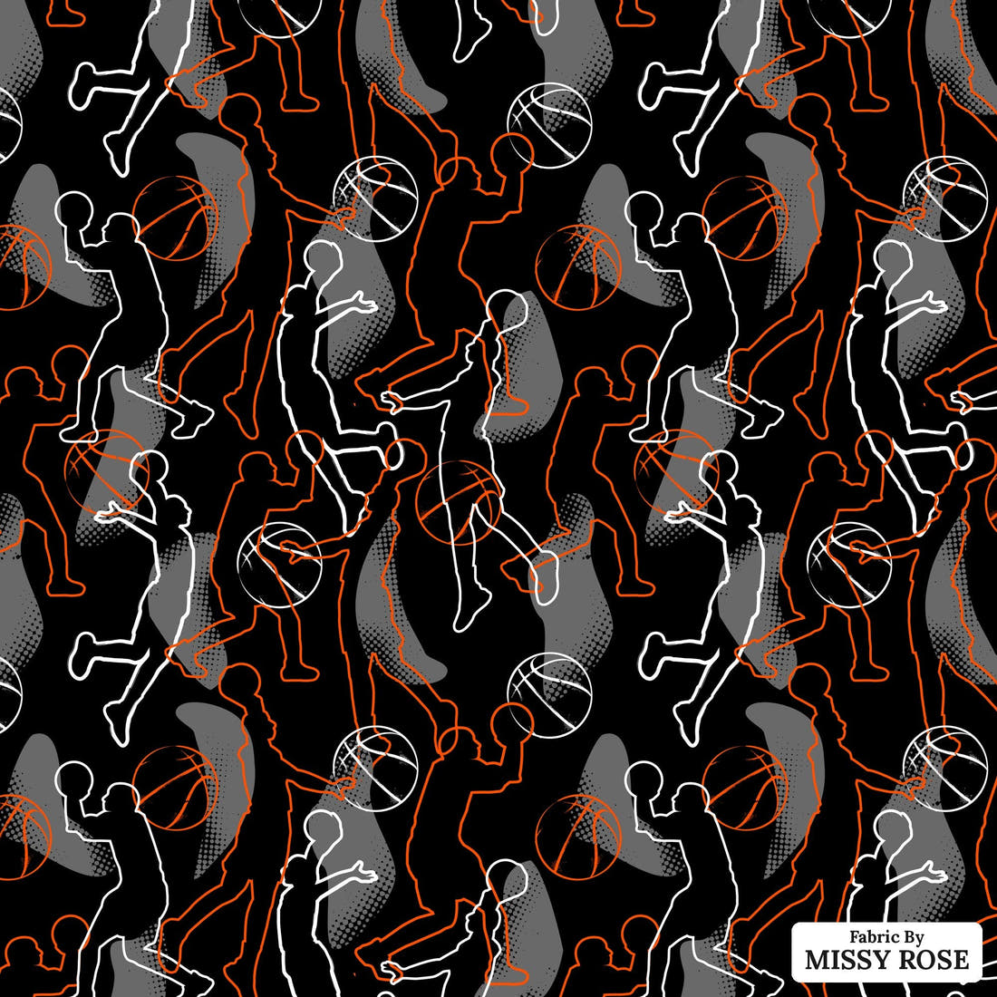 Countdown Collection 263 - flat view of the print, zoom in for detail | Fabric by Missy Rose