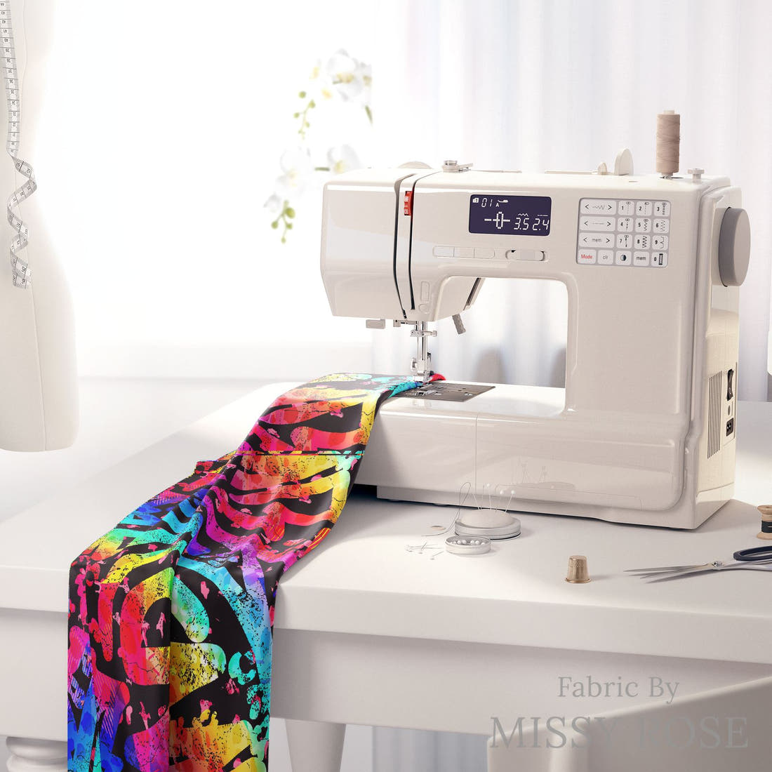 Countdown Collection 264 on a sewing machine - premium fabric for sewing projects | Fabric by Missy Rose