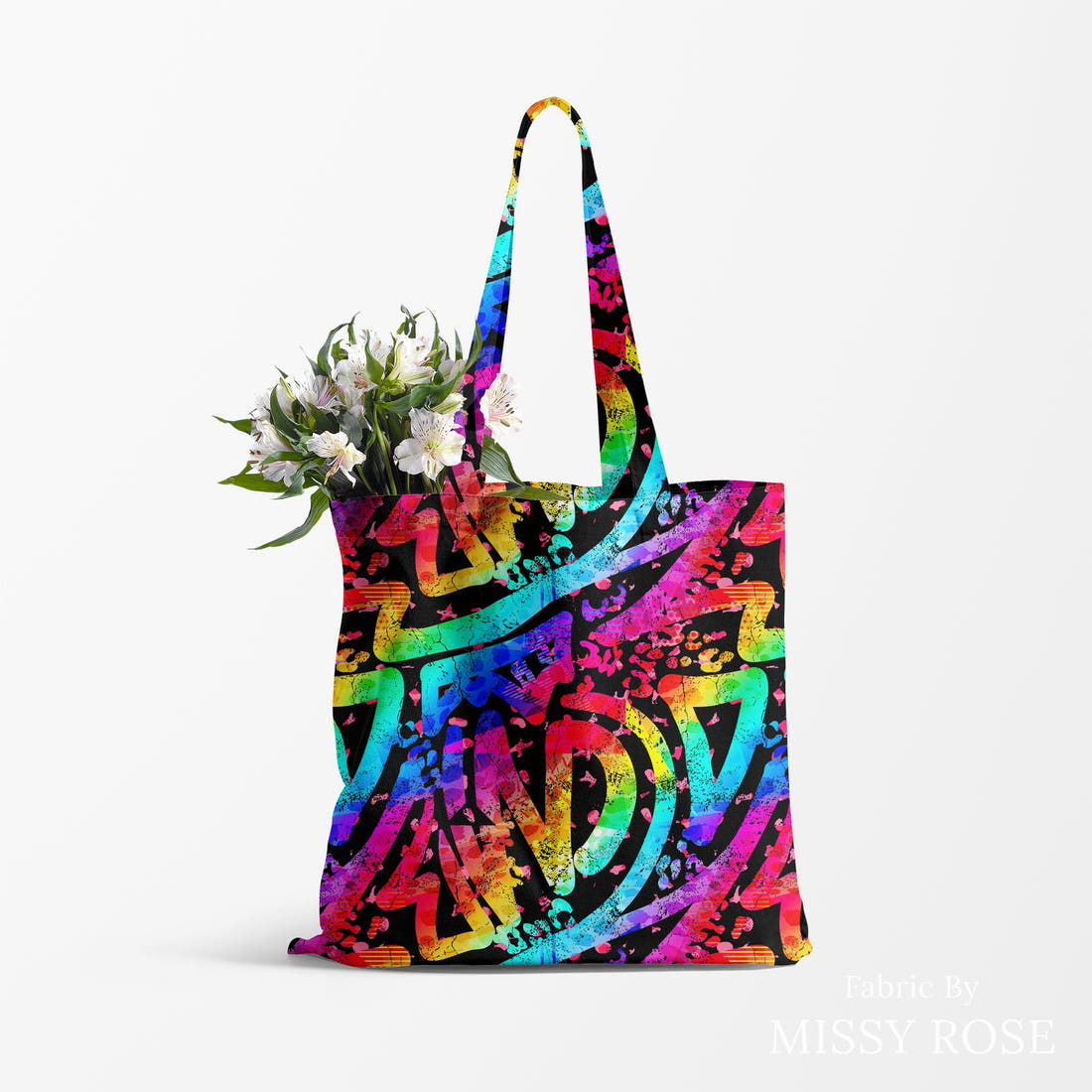 Countdown Collection 264 made up as a tote bag - see how the print looks made up | Fabric by Missy Rose