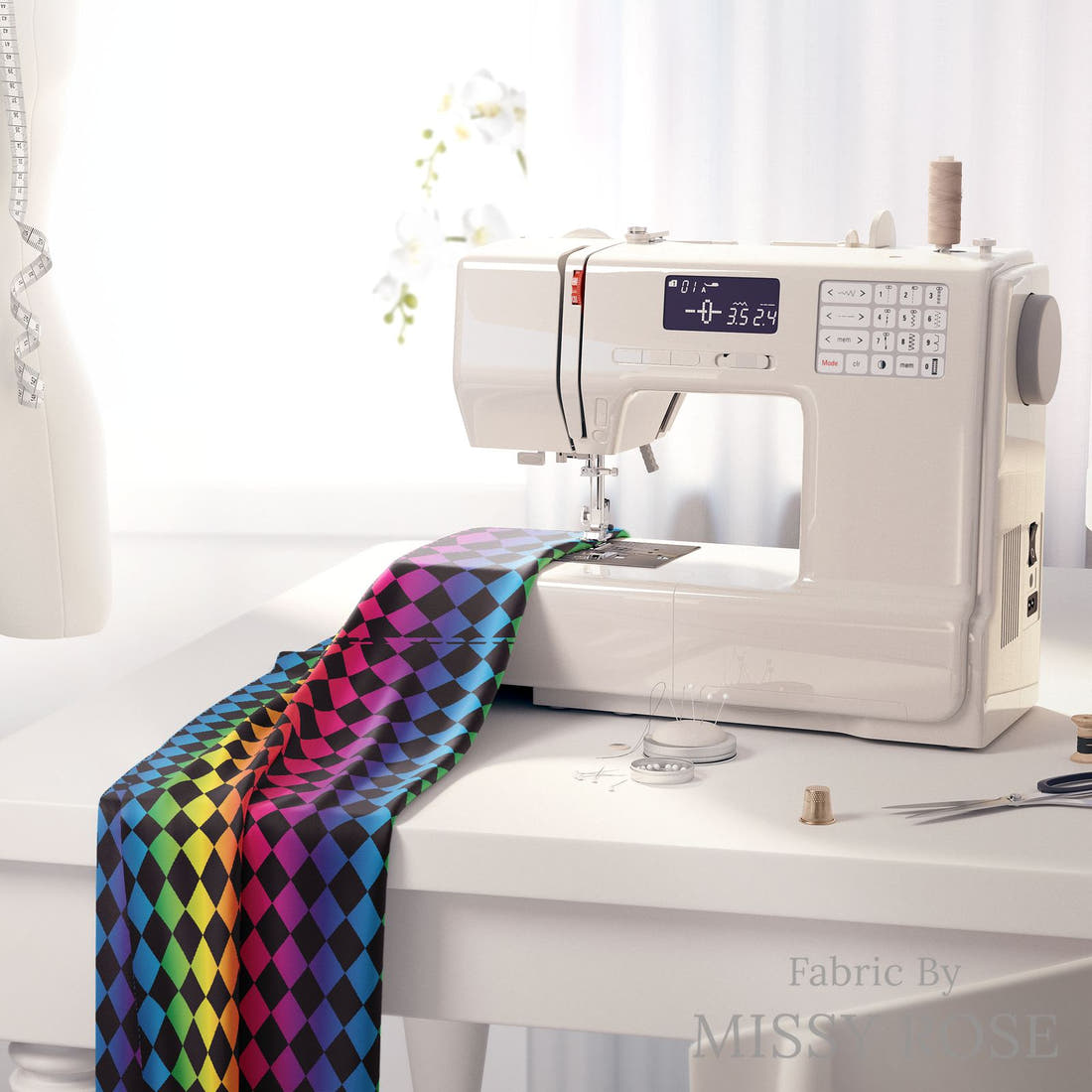 Countdown Collection 268 on a sewing machine - premium fabric for sewing projects | Fabric by Missy Rose
