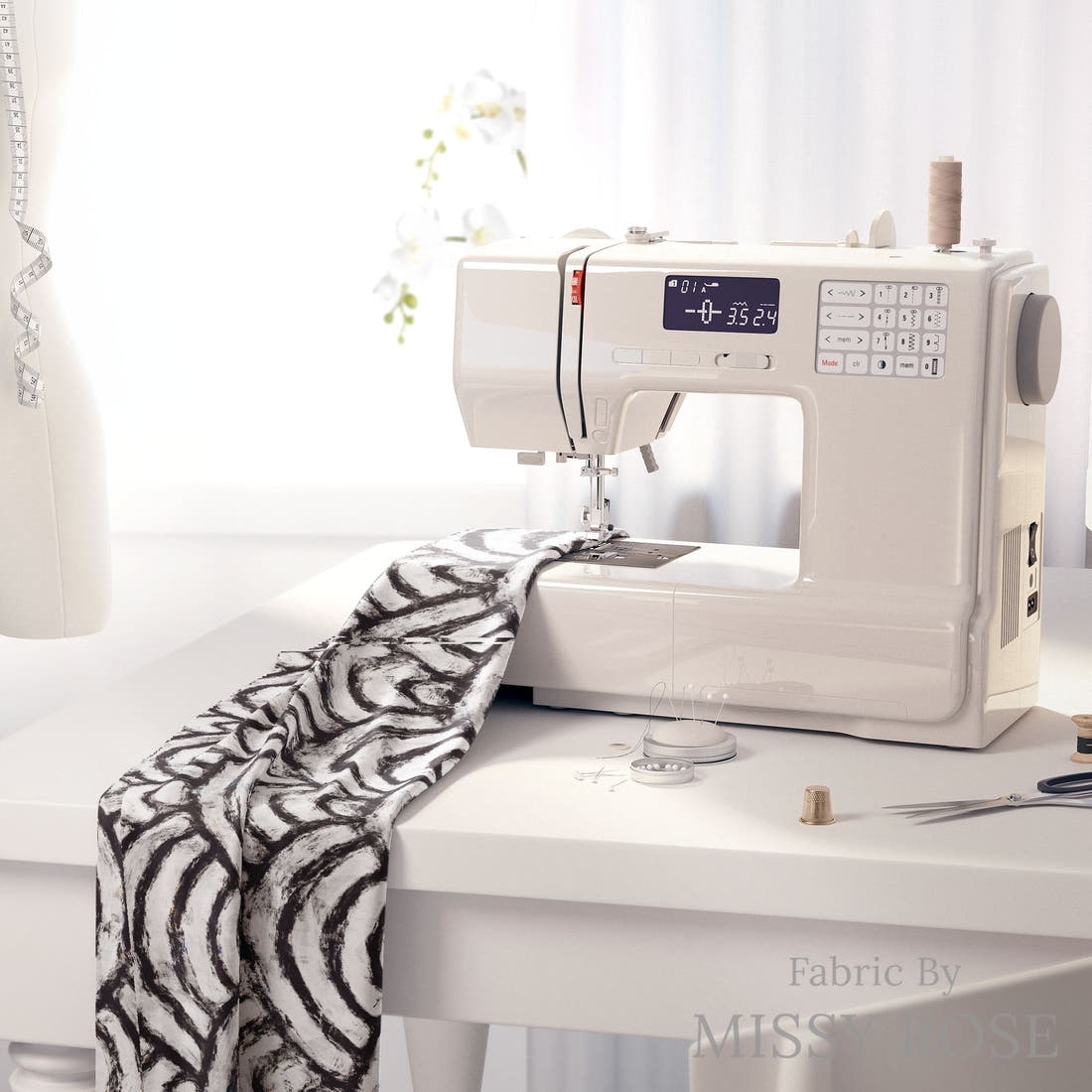 Countdown Collection 269 on a sewing machine - premium fabric for sewing projects | Fabric by Missy Rose