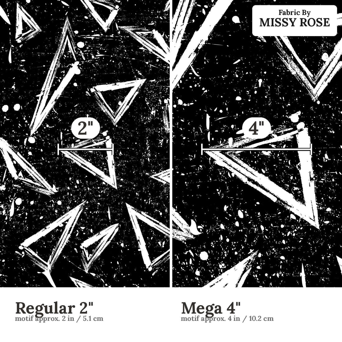 Countdown Collection 270 Regular 2 inch vs Mega 4 inch print scale side by side | Fabric by Missy Rose