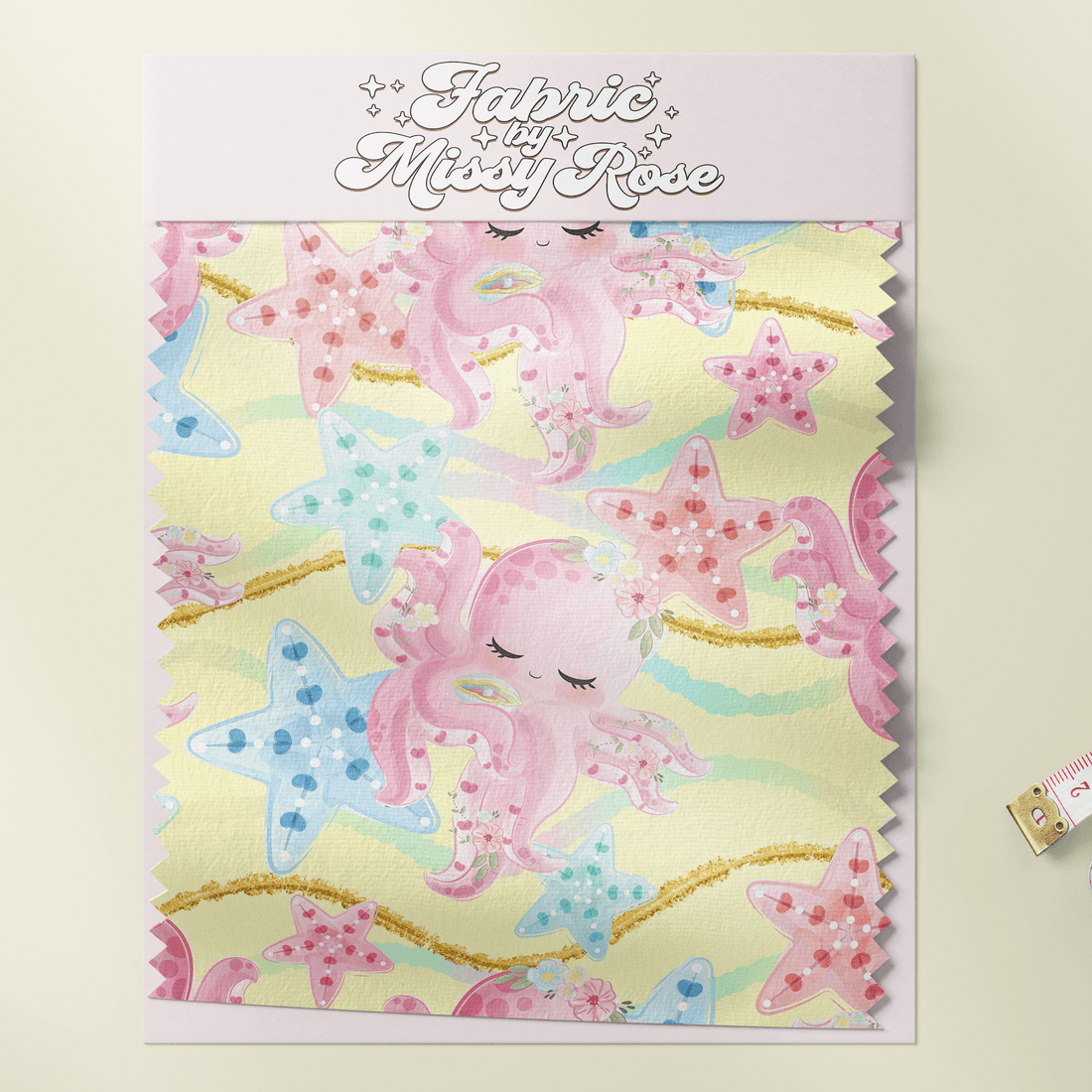 Design 913 Yellow Octopus Fabric – made-to-order custom fabric by the metre | Fabric by Missy Rose