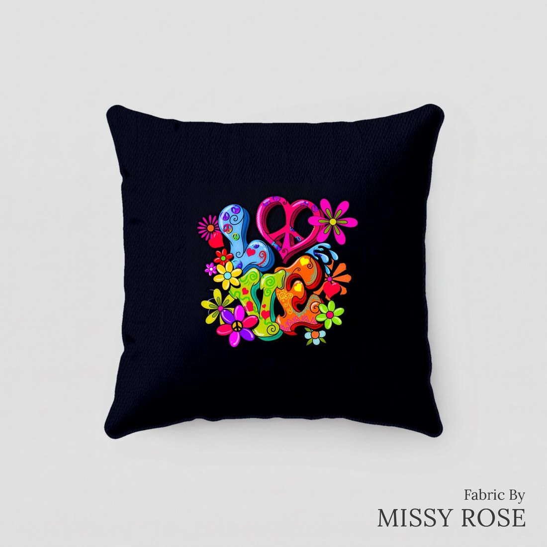 Design 1 Retro Panel sewn into a cushion – see how the panel looks made up | Fabric by Missy Rose