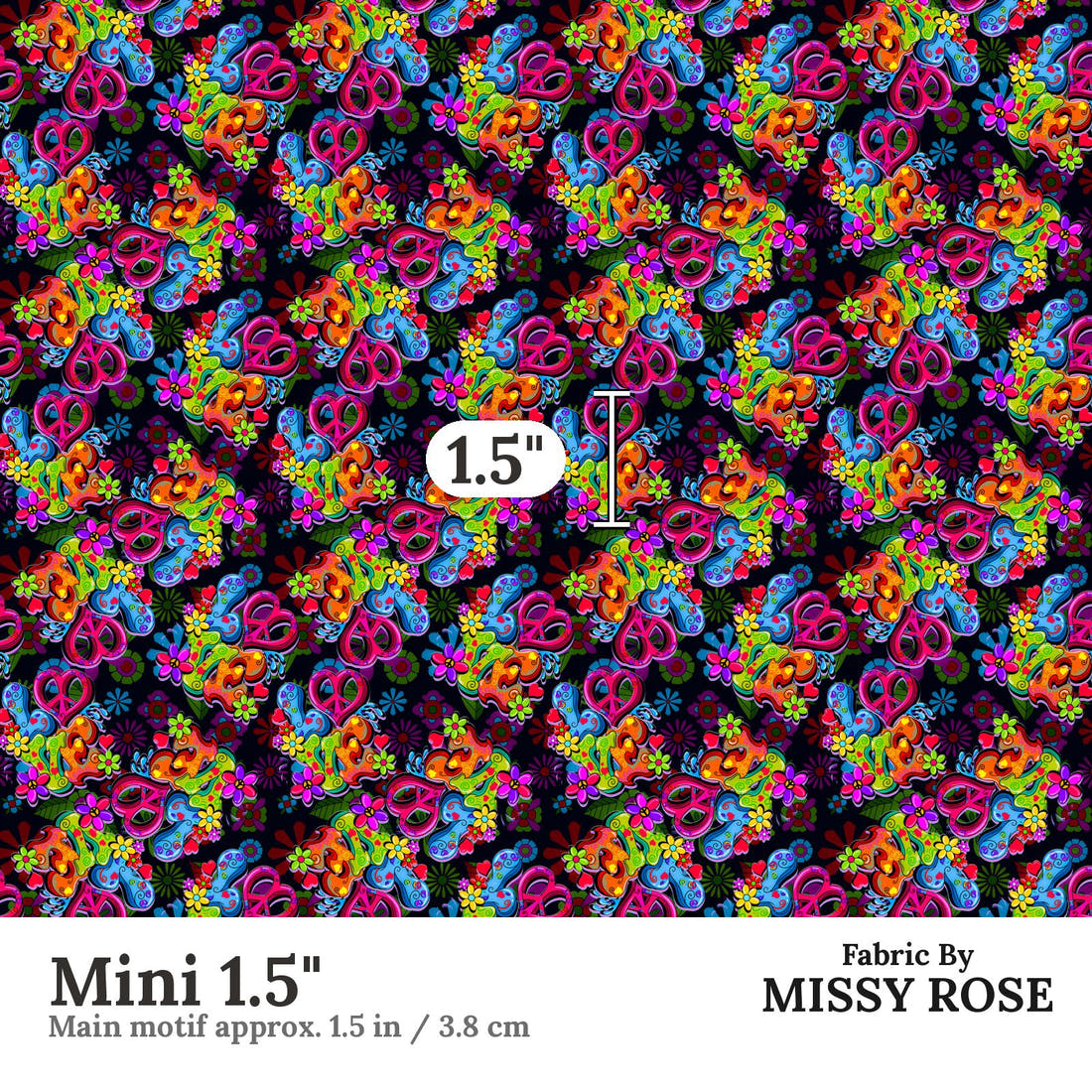 Design 1 Retro Fabric Mini 1.5" - print scale | Fabric by Missy Rose