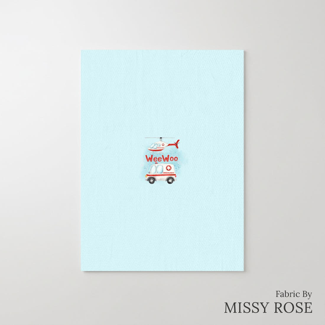Design 10 Ambulance Panel – printed fabric panel with centred picture, custom printed to order | Fabric by Missy Rose